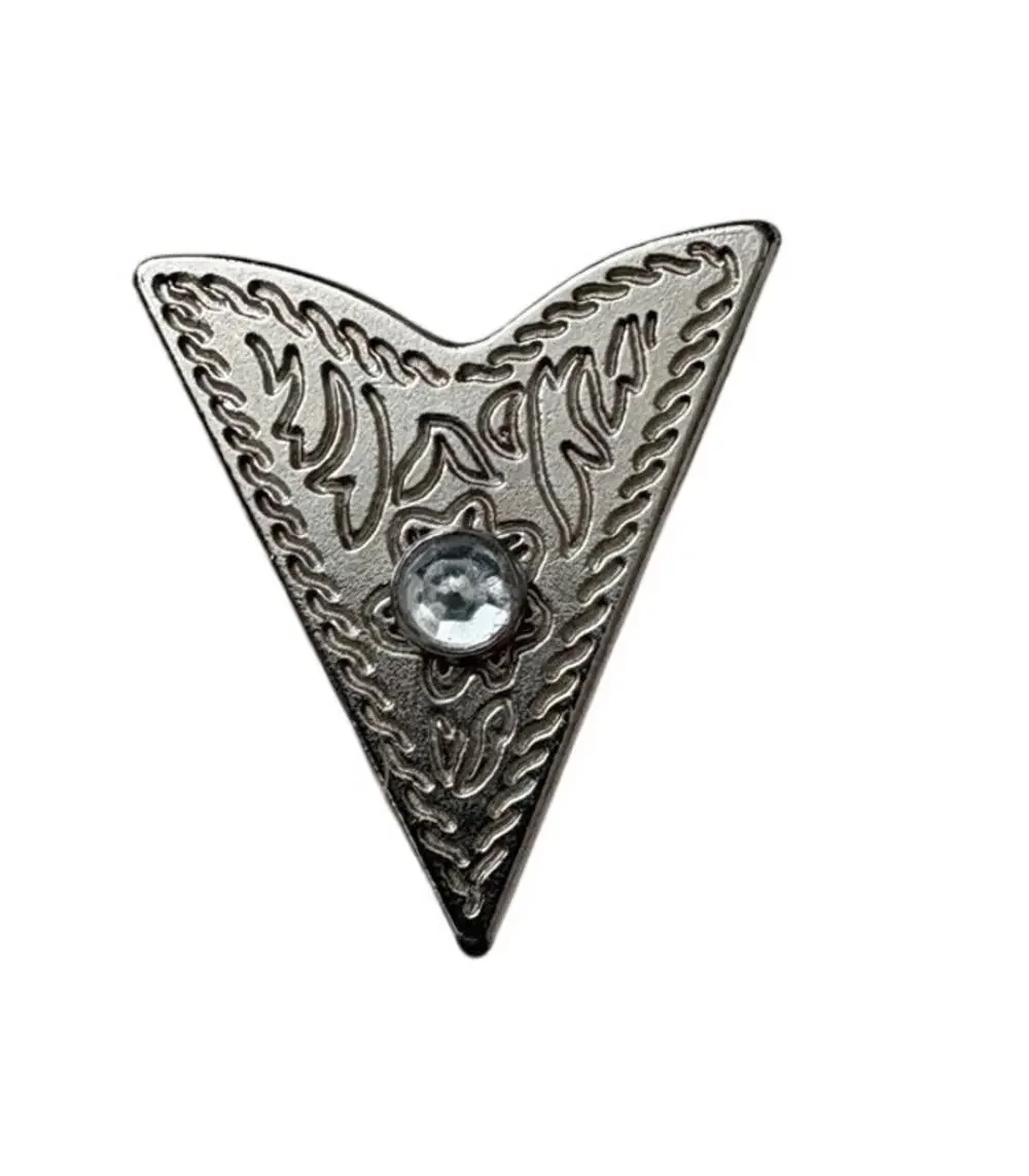 Vintage Western Belt Tip Silver Tone Rhinestone Made in Italy